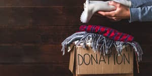 Box with clothes to donate