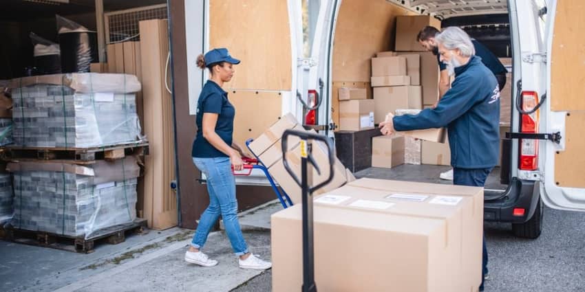 Couriers picking up parcels